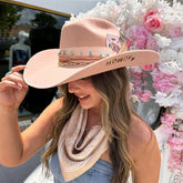 Keilin Cowgirl Hat Brushed Cowboy Hat for Women and Men Customizable Felt Western Hat with Shapeable Wide Brim, Blush Pink